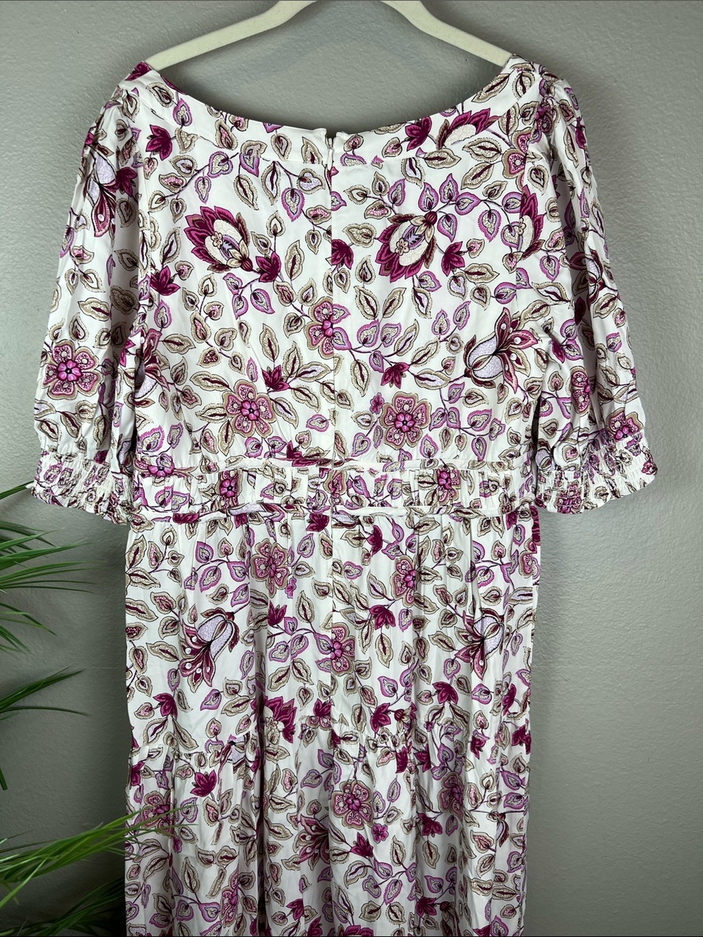 NEW Ann Taylor Floral Maxi Dress White with Magenta Pink and Brown Floral 8 - Picture 4 of 8